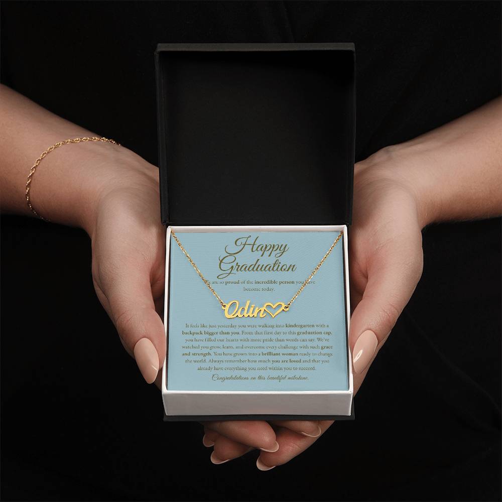 Personalized Graduation Gift for Daughter - Custom Name Necklace with Message Card