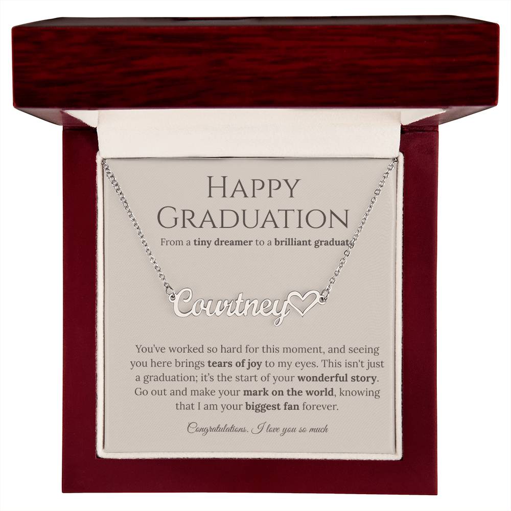 Personalized Graduation Gift for Daughter - Custom Name Necklace with Message Card