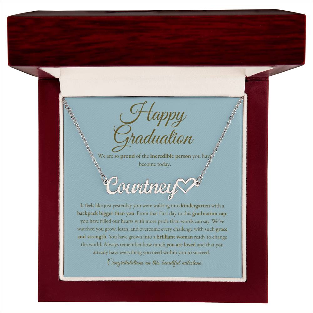 Personalized Graduation Gift for Daughter - Custom Name Necklace with Message Card