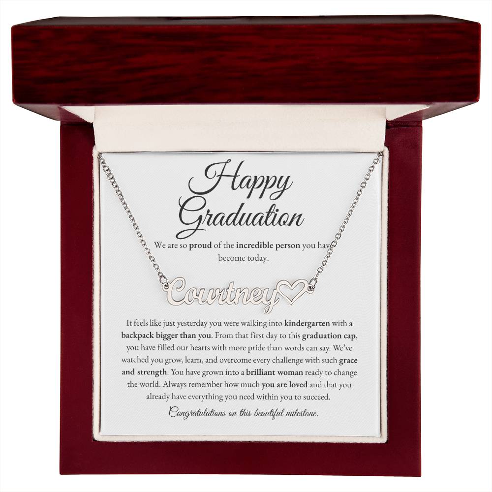 Custom Name Necklace - Kindergarten to High School Graduation Keepsake
