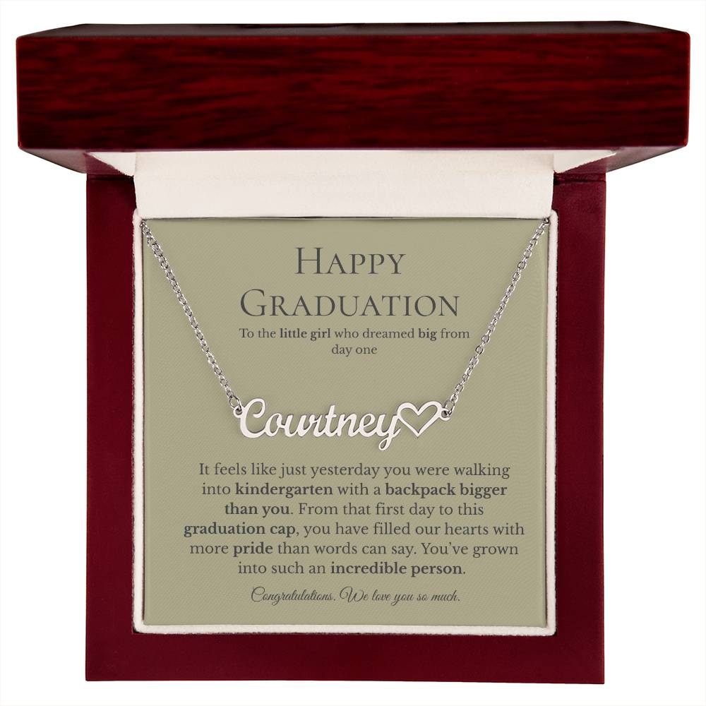 Personalized Graduation Gift for Daughter - Custom Name Necklace with Message Card