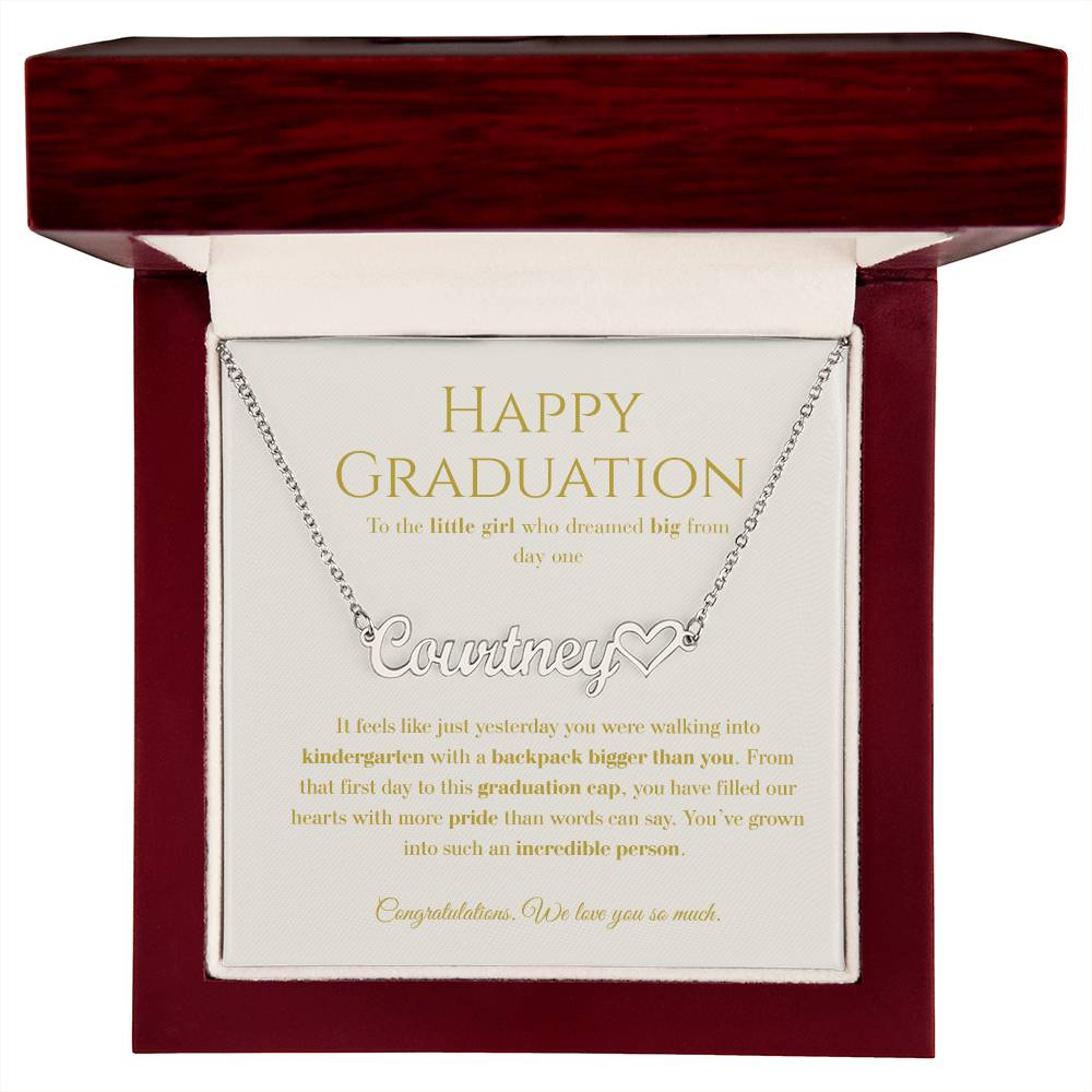 Personalized Graduation Gift for Daughter - Custom Name Necklace with Message Card