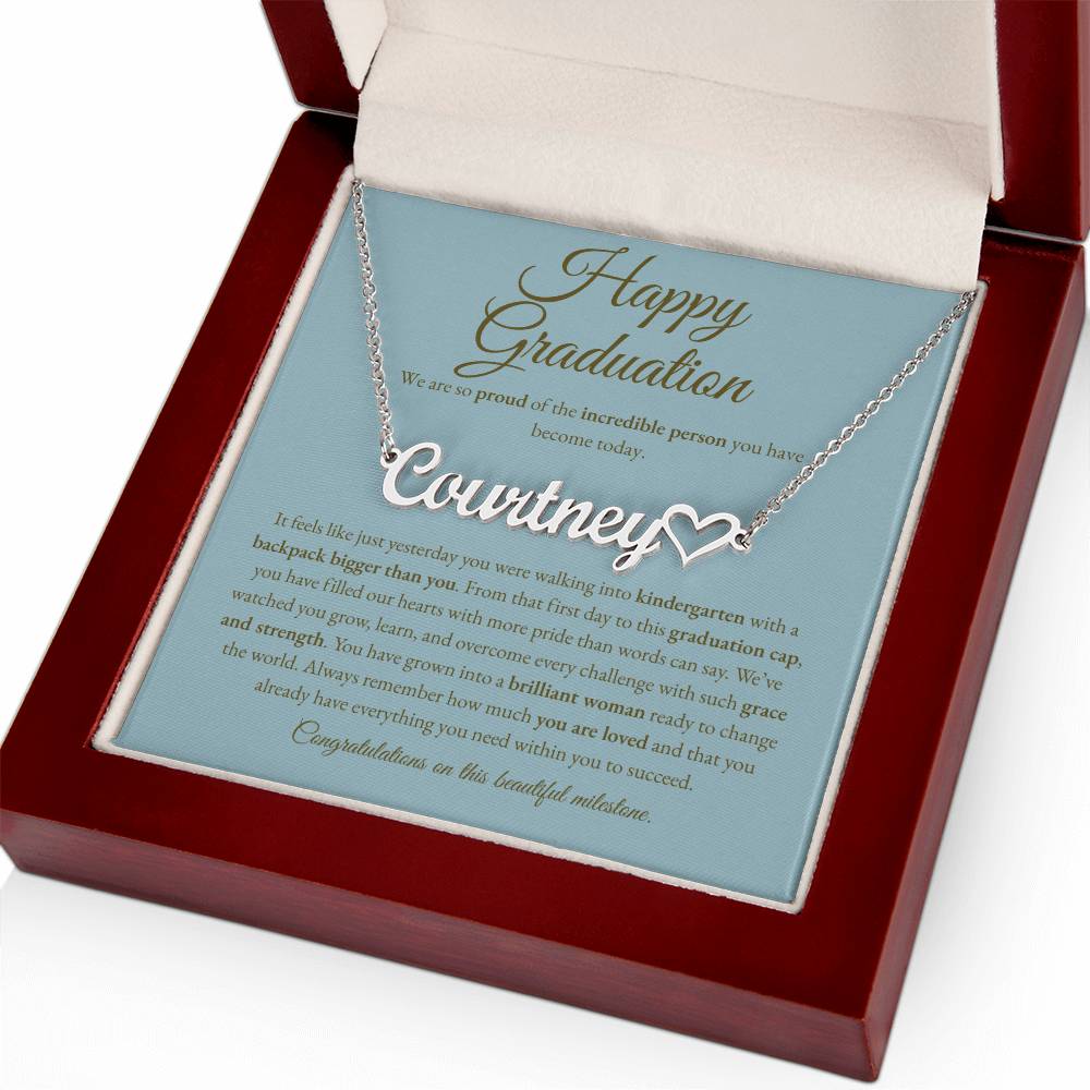 Personalized Graduation Gift for Daughter - Custom Name Necklace with Message Card