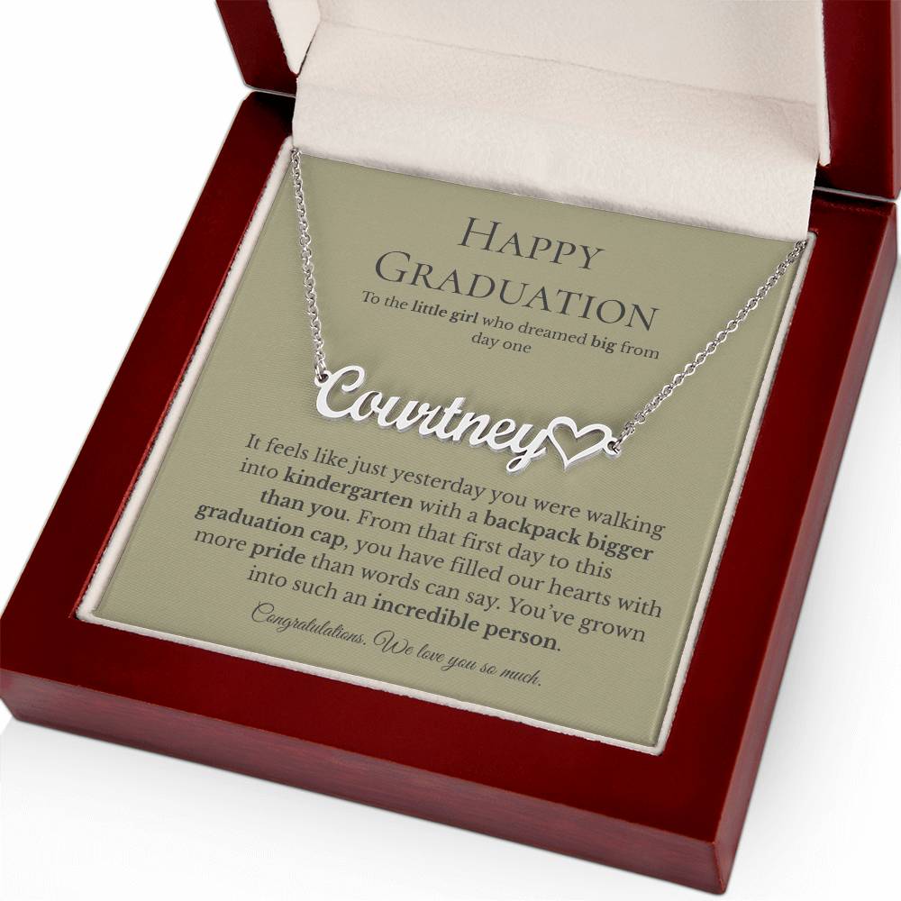 Personalized Graduation Gift for Daughter - Custom Name Necklace with Message Card