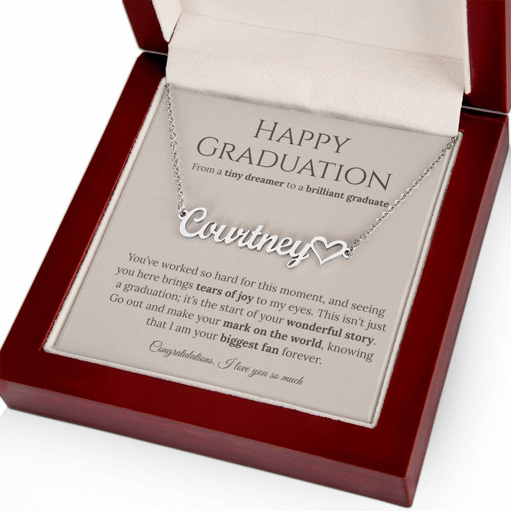 Personalized Graduation Gift for Daughter - Custom Name Necklace with Message Card