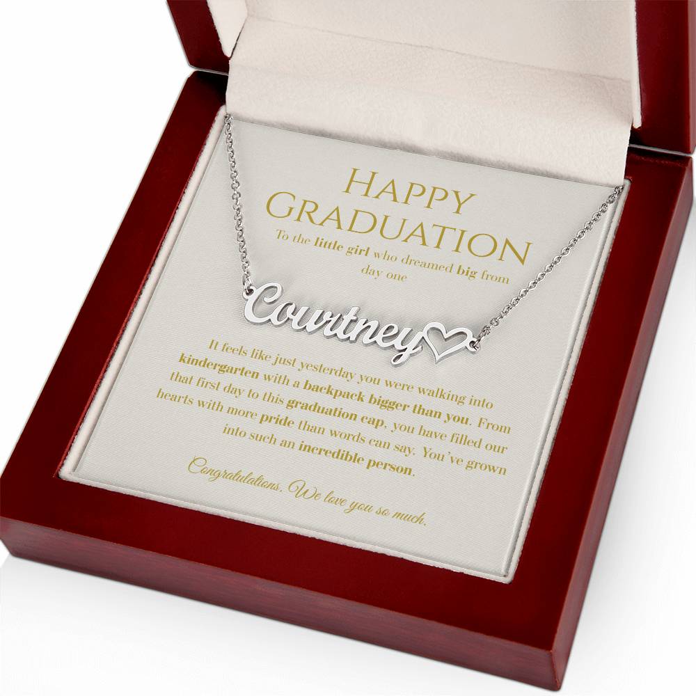 Personalized Graduation Gift for Daughter - Custom Name Necklace with Message Card