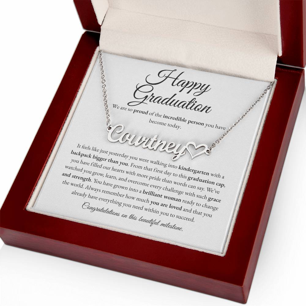 Custom Name Necklace - Kindergarten to High School Graduation Keepsake