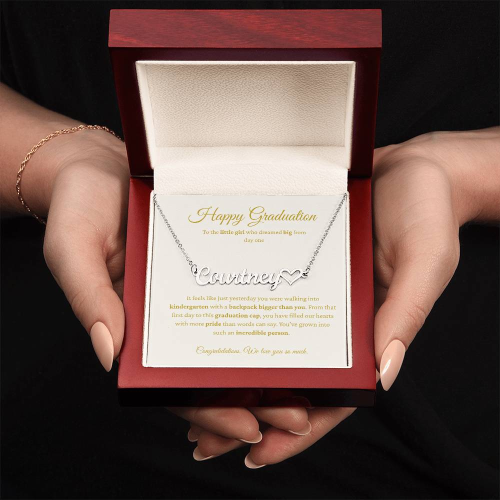 Custom Name Necklace - Kindergarten to High School Graduation Keepsake