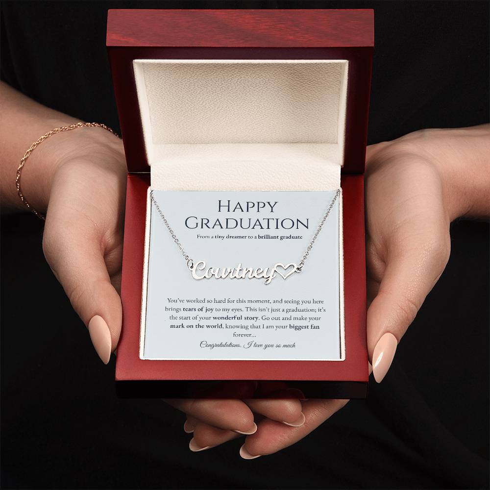 Personalized Graduation Gift for Daughter - Custom Name Necklace with Message Card