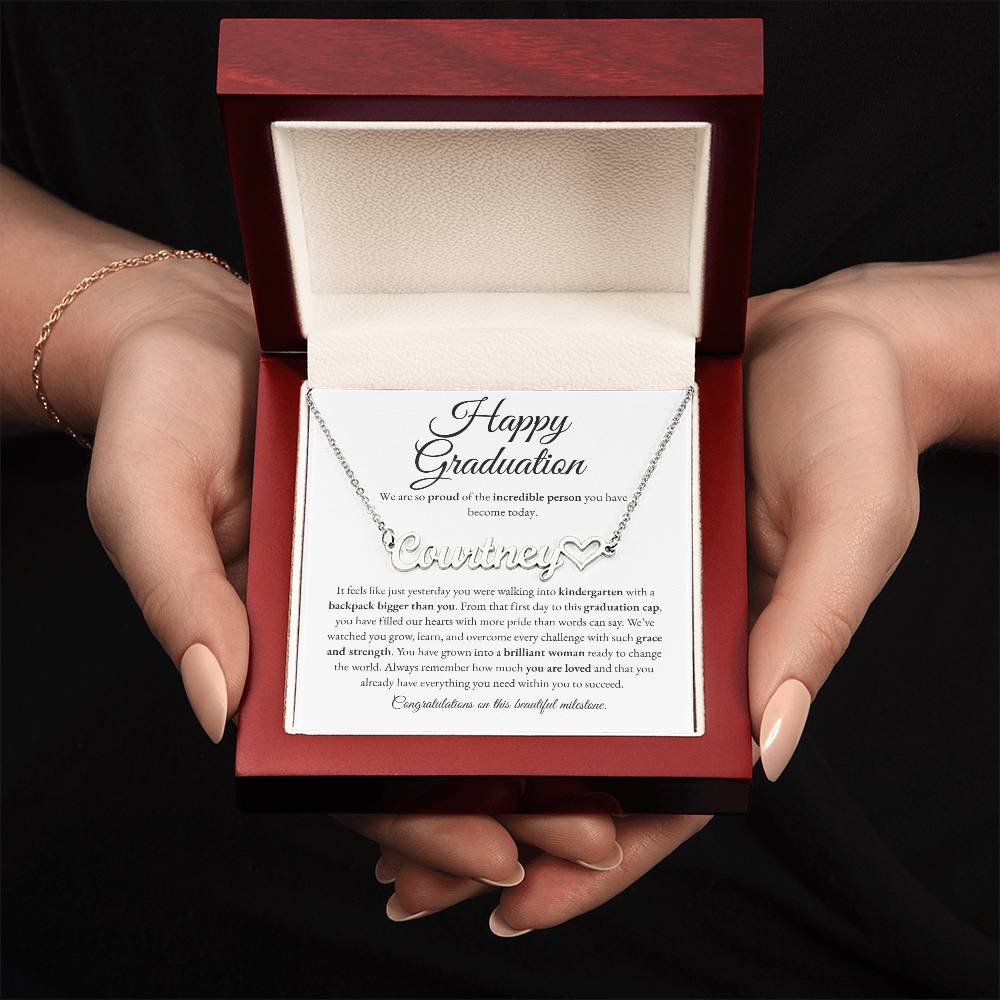 Custom Name Necklace - Kindergarten to High School Graduation Keepsake