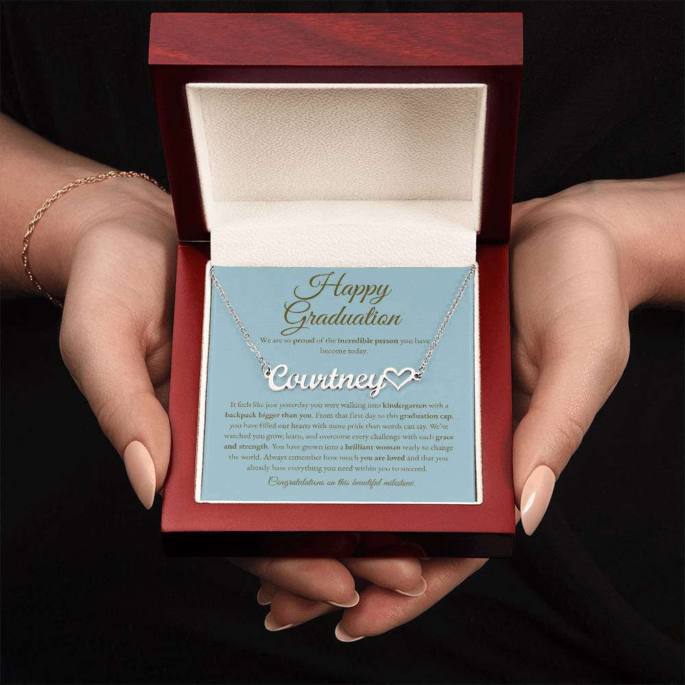 Personalized Graduation Gift for Daughter - Custom Name Necklace with Message Card