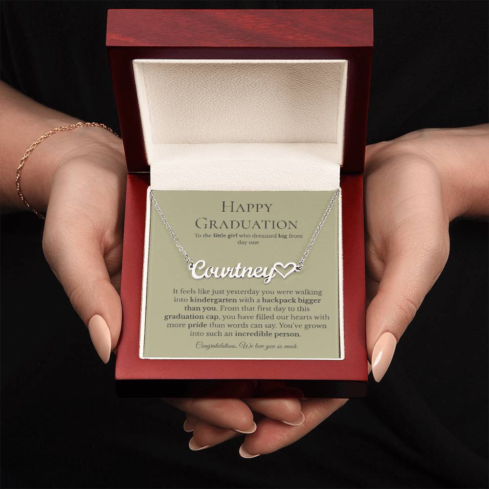 Personalized Graduation Gift for Daughter - Custom Name Necklace with Message Card