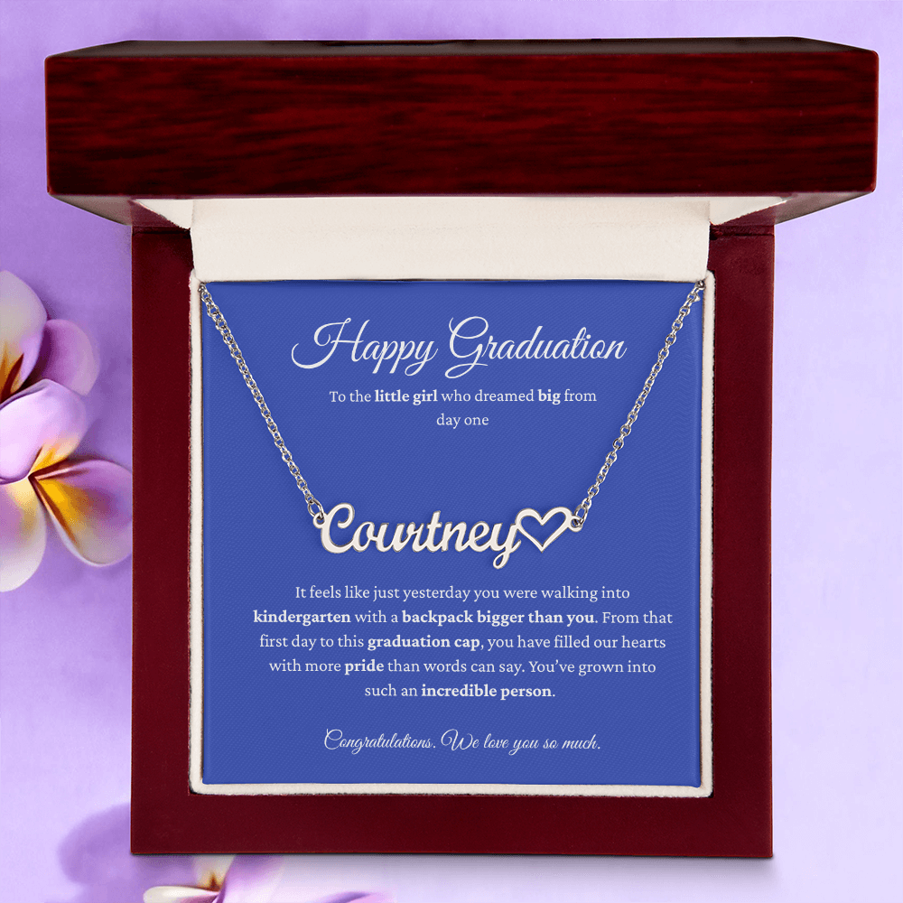 Personalized Graduation Gift for Daughter - Custom Name Necklace with Message Card