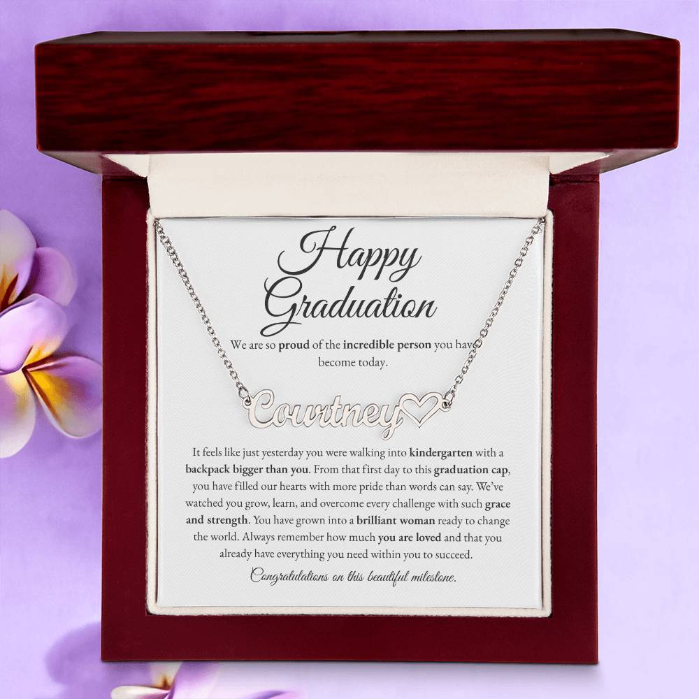 Custom Name Necklace - Kindergarten to High School Graduation Keepsake