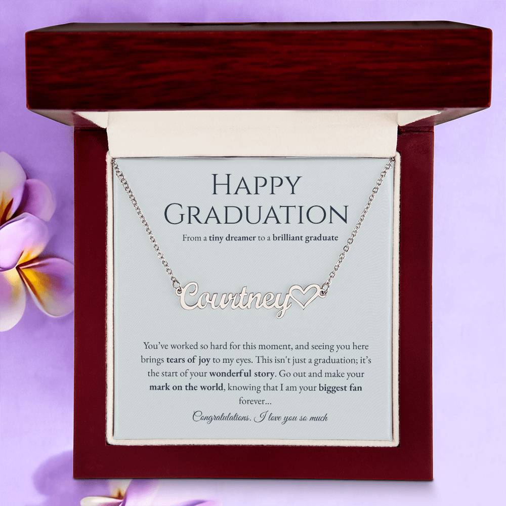 Personalized Graduation Gift for Daughter - Custom Name Necklace with Message Card