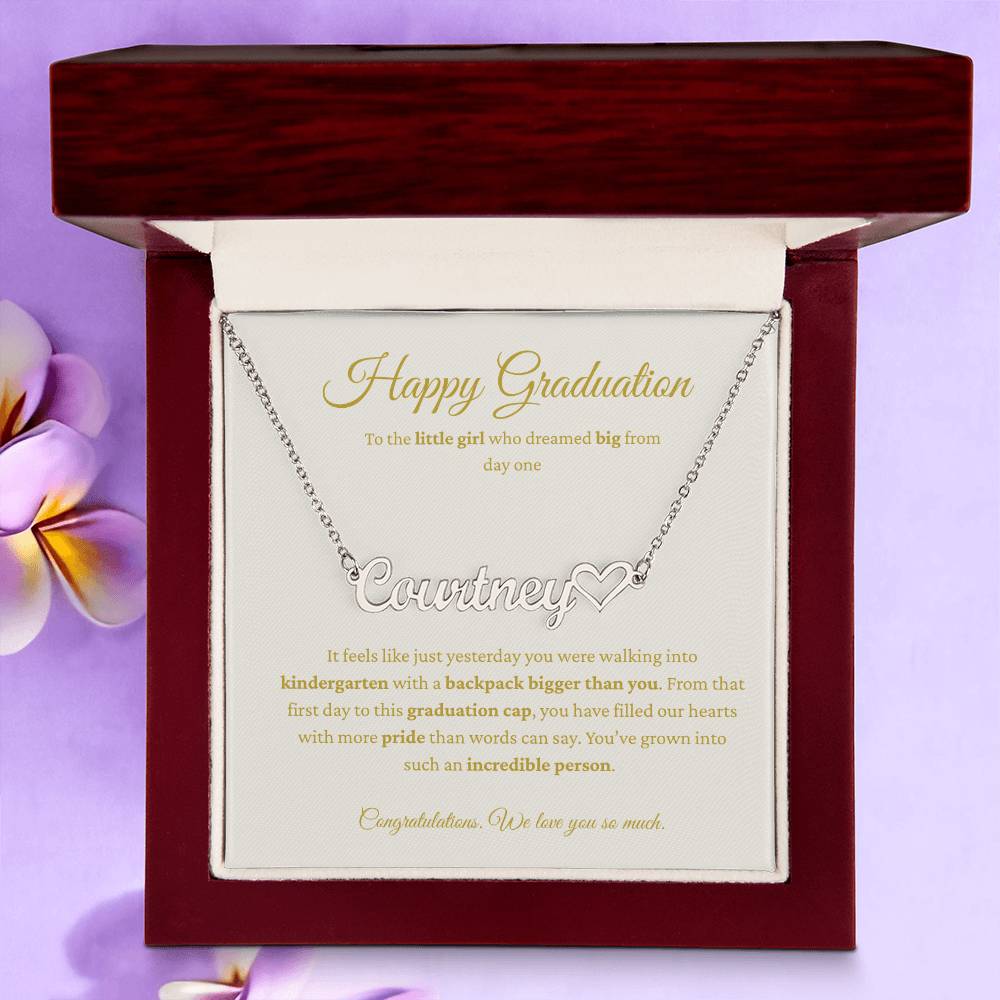 Custom Name Necklace - Kindergarten to High School Graduation Keepsake