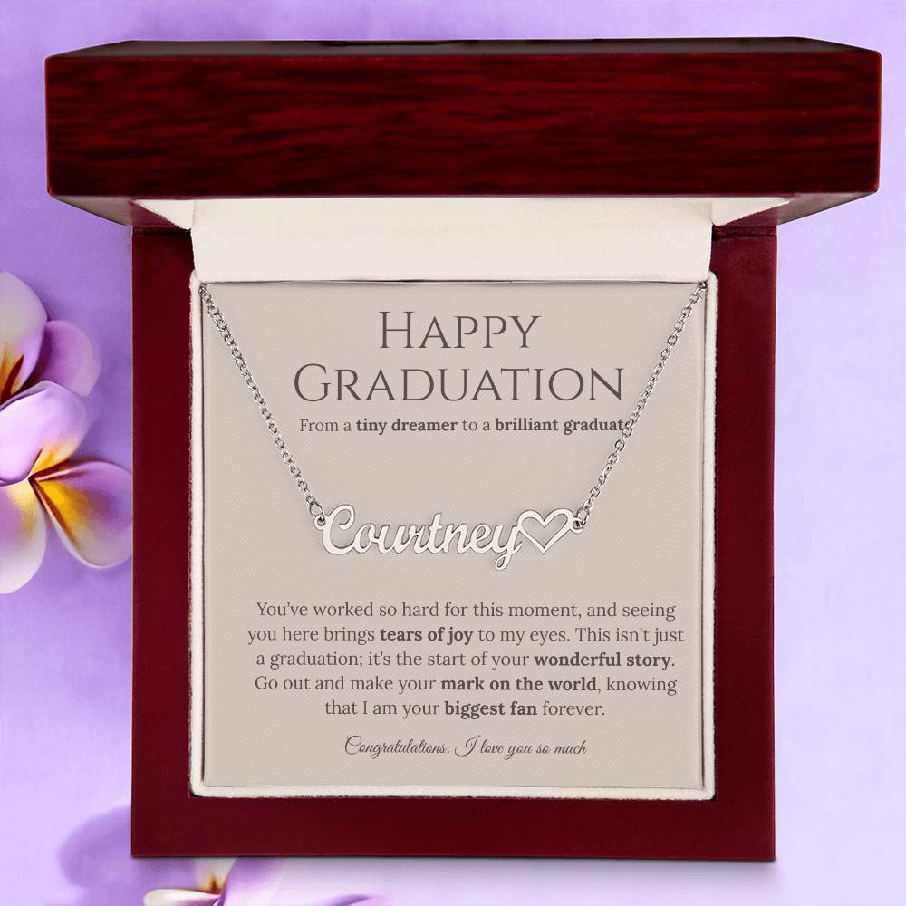 Personalized Graduation Gift for Daughter - Custom Name Necklace with Message Card