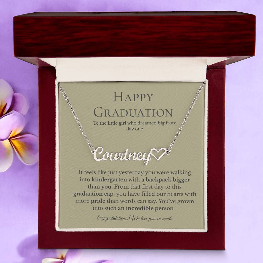 Personalized Graduation Gift for Daughter - Custom Name Necklace with Message Card