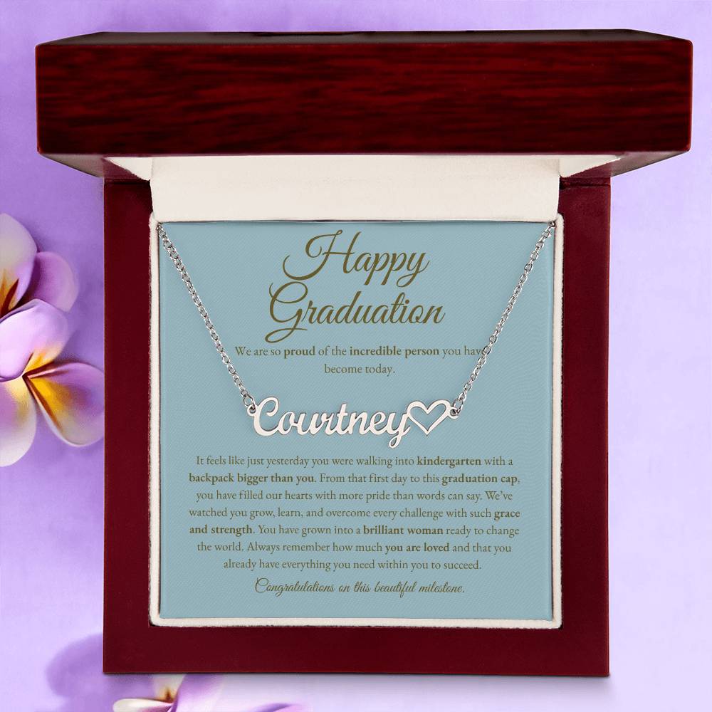 Personalized Graduation Gift for Daughter - Custom Name Necklace with Message Card