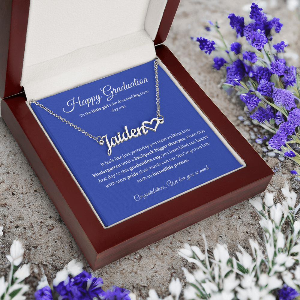 Personalized Graduation Gift for Daughter - Custom Name Necklace with Message Card