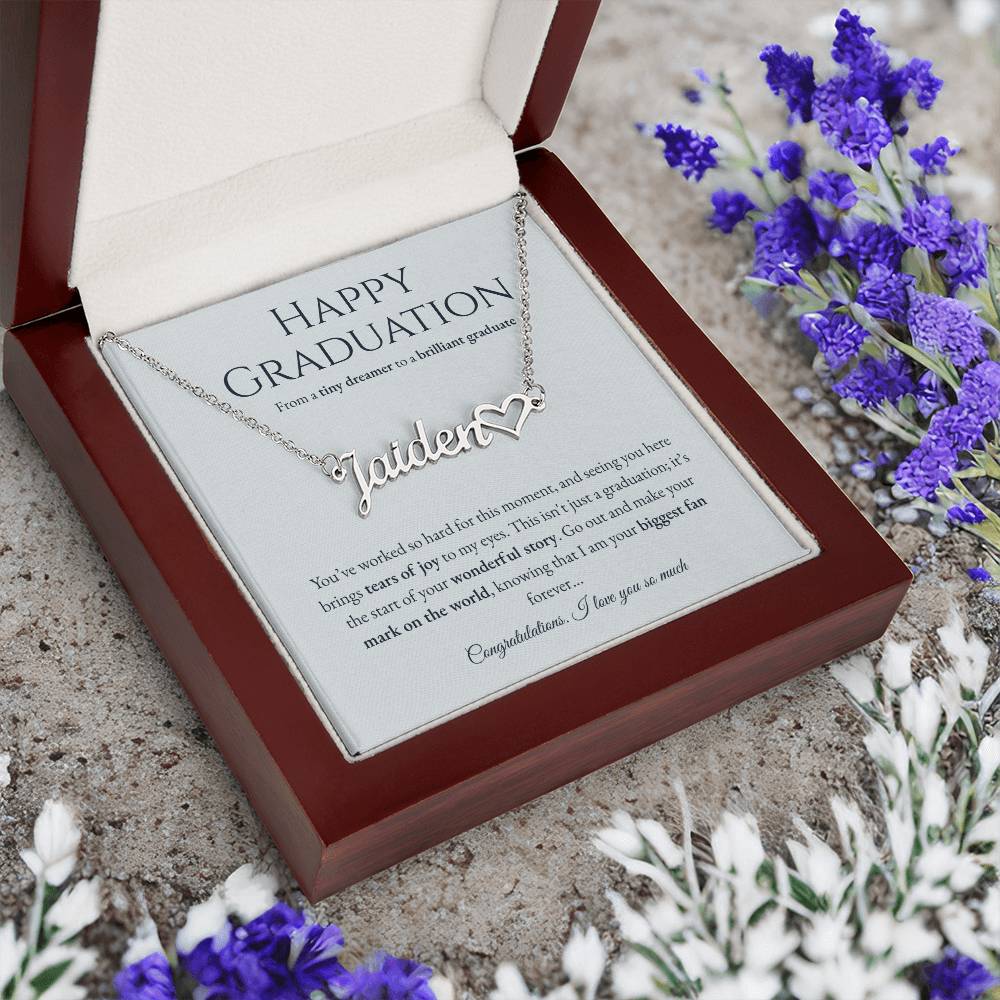Personalized Graduation Gift for Daughter - Custom Name Necklace with Message Card