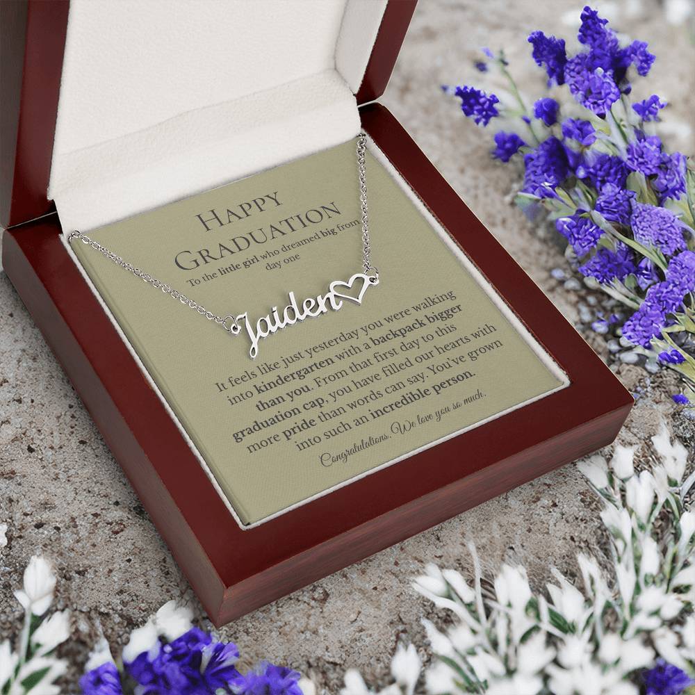 Personalized Graduation Gift for Daughter - Custom Name Necklace with Message Card