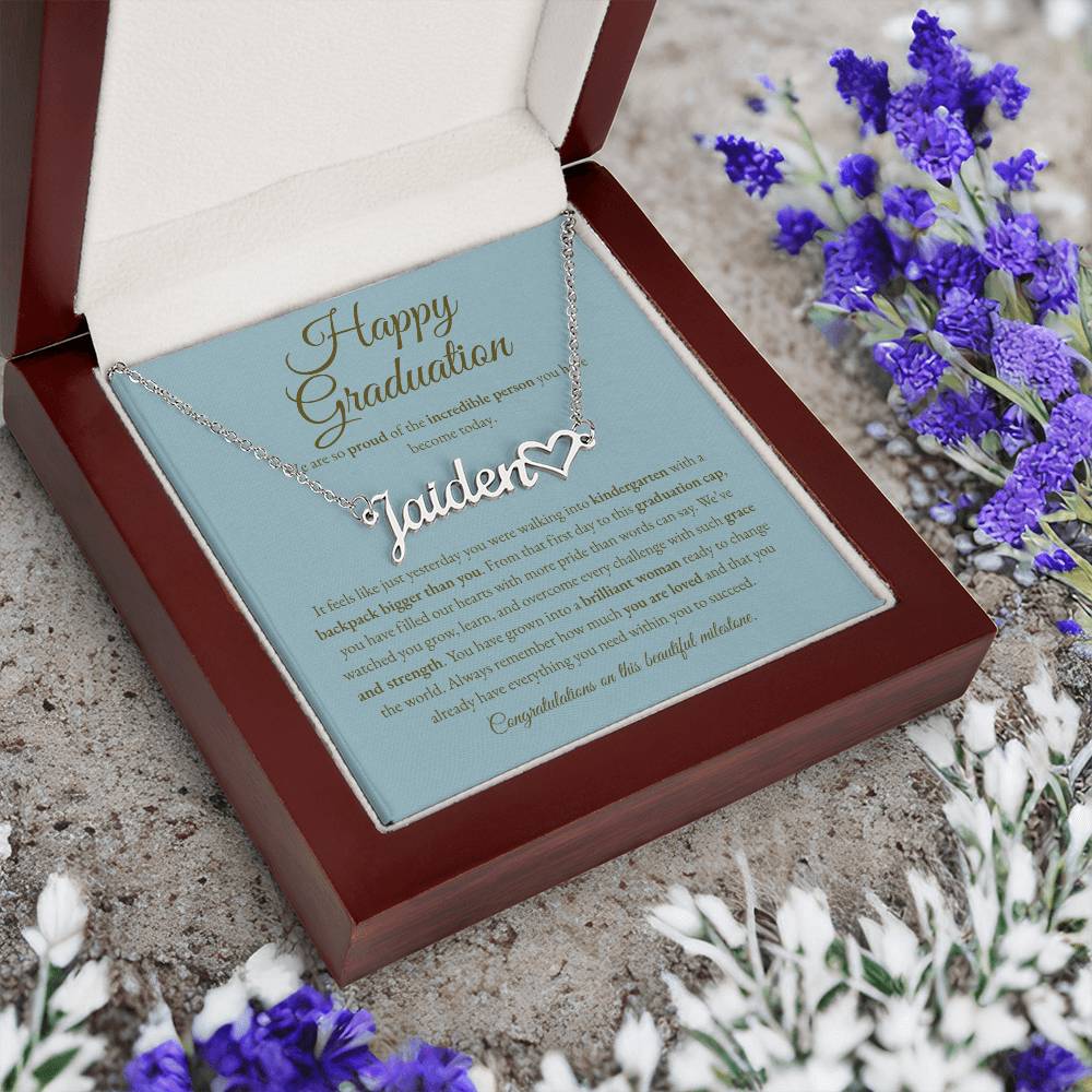 Personalized Graduation Gift for Daughter - Custom Name Necklace with Message Card