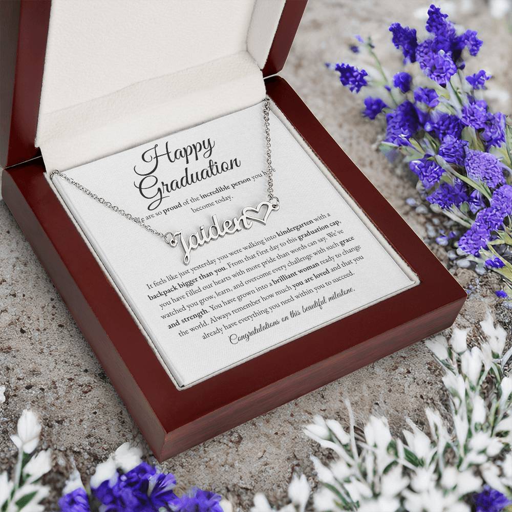 Custom Name Necklace - Kindergarten to High School Graduation Keepsake