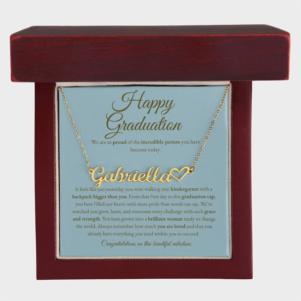 Personalized Graduation Gift for Daughter - Custom Name Necklace with Message Card