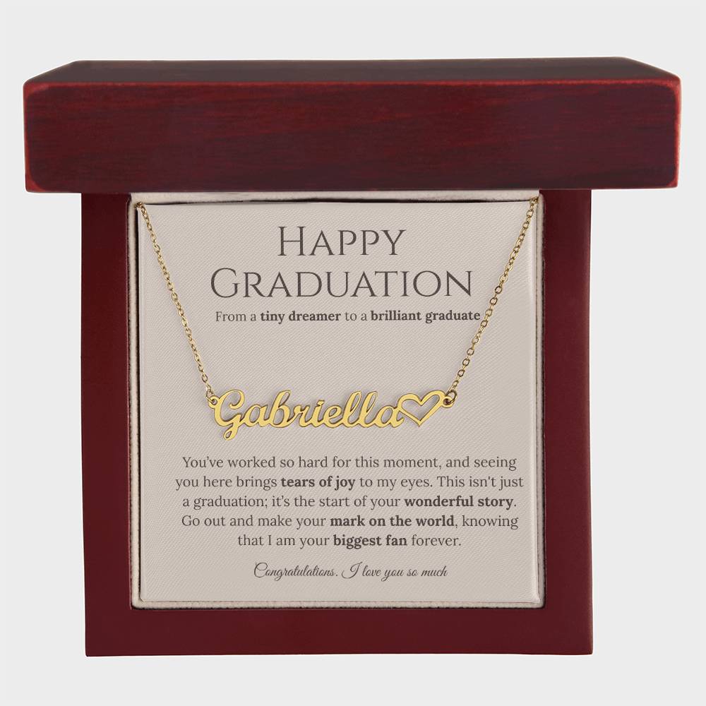Personalized Graduation Gift for Daughter - Custom Name Necklace with Message Card
