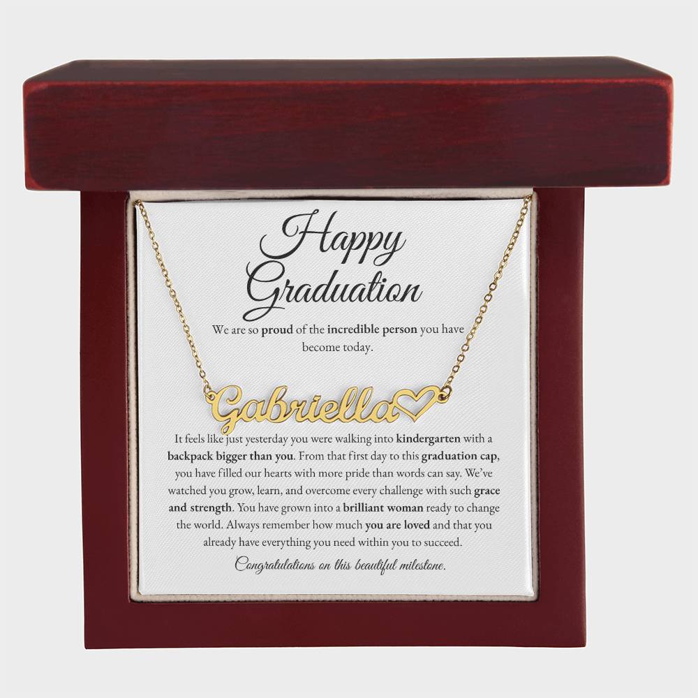 Custom Name Necklace - Kindergarten to High School Graduation Keepsake