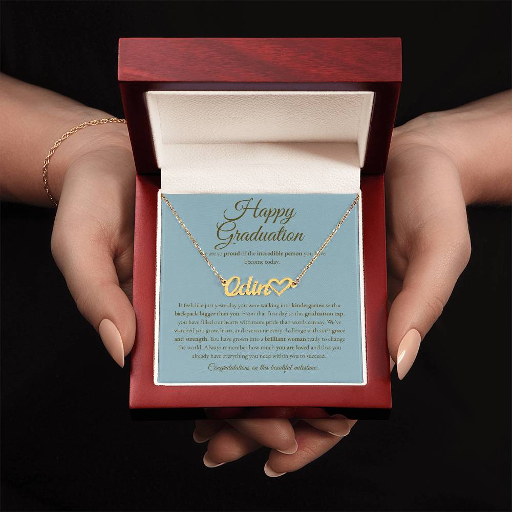 Personalized Graduation Gift for Daughter - Custom Name Necklace with Message Card