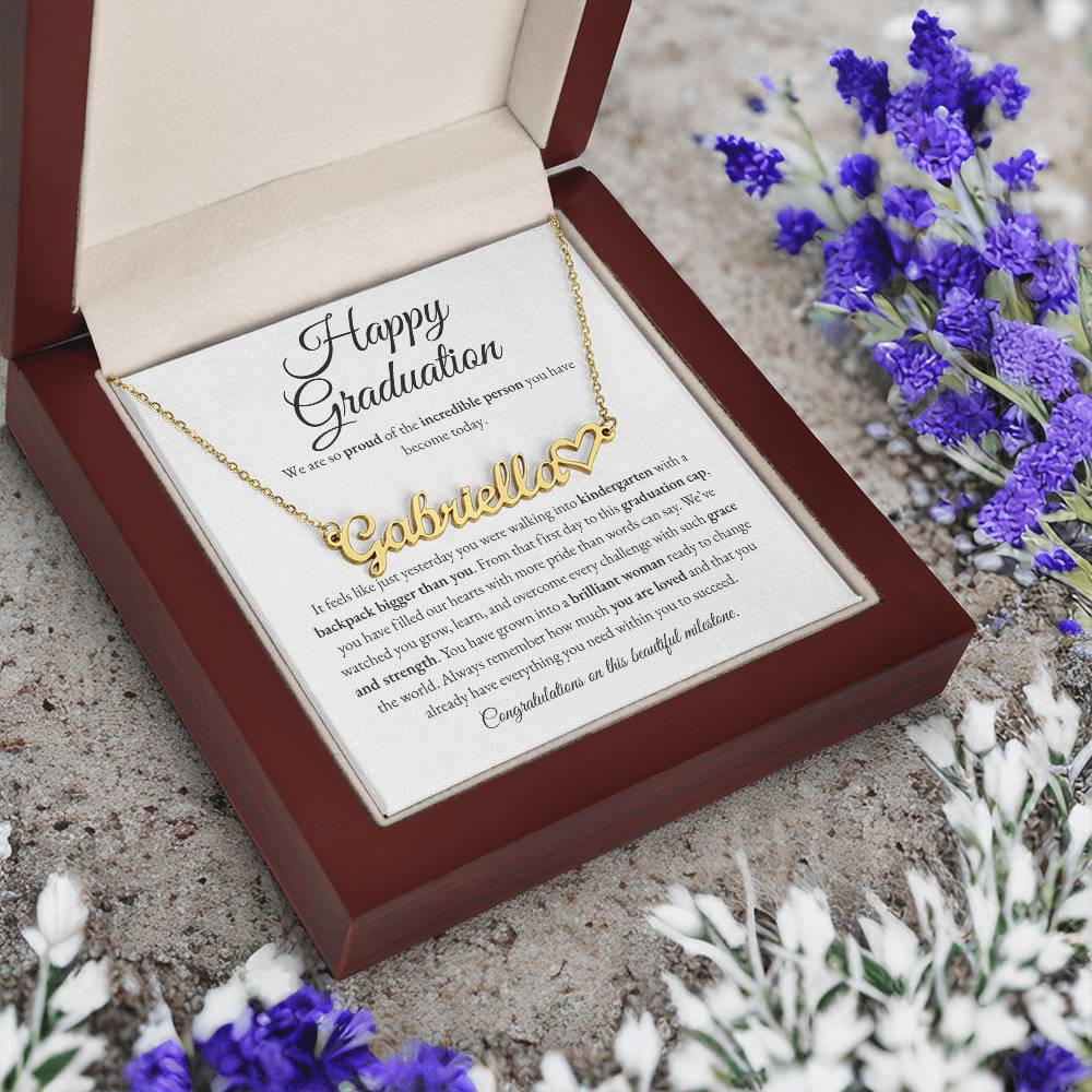 Custom Name Necklace - Kindergarten to High School Graduation Keepsake