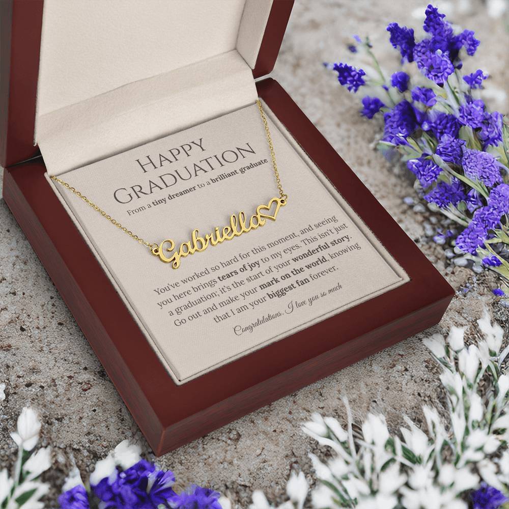 Personalized Graduation Gift for Daughter - Custom Name Necklace with Message Card