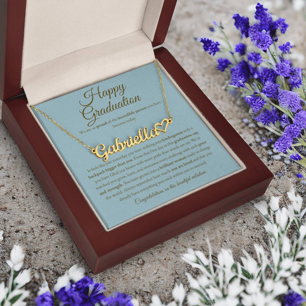 Personalized Graduation Gift for Daughter - Custom Name Necklace with Message Card