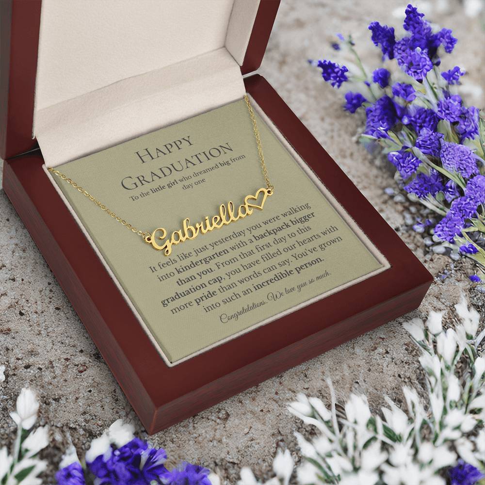 Personalized Graduation Gift for Daughter - Custom Name Necklace with Message Card