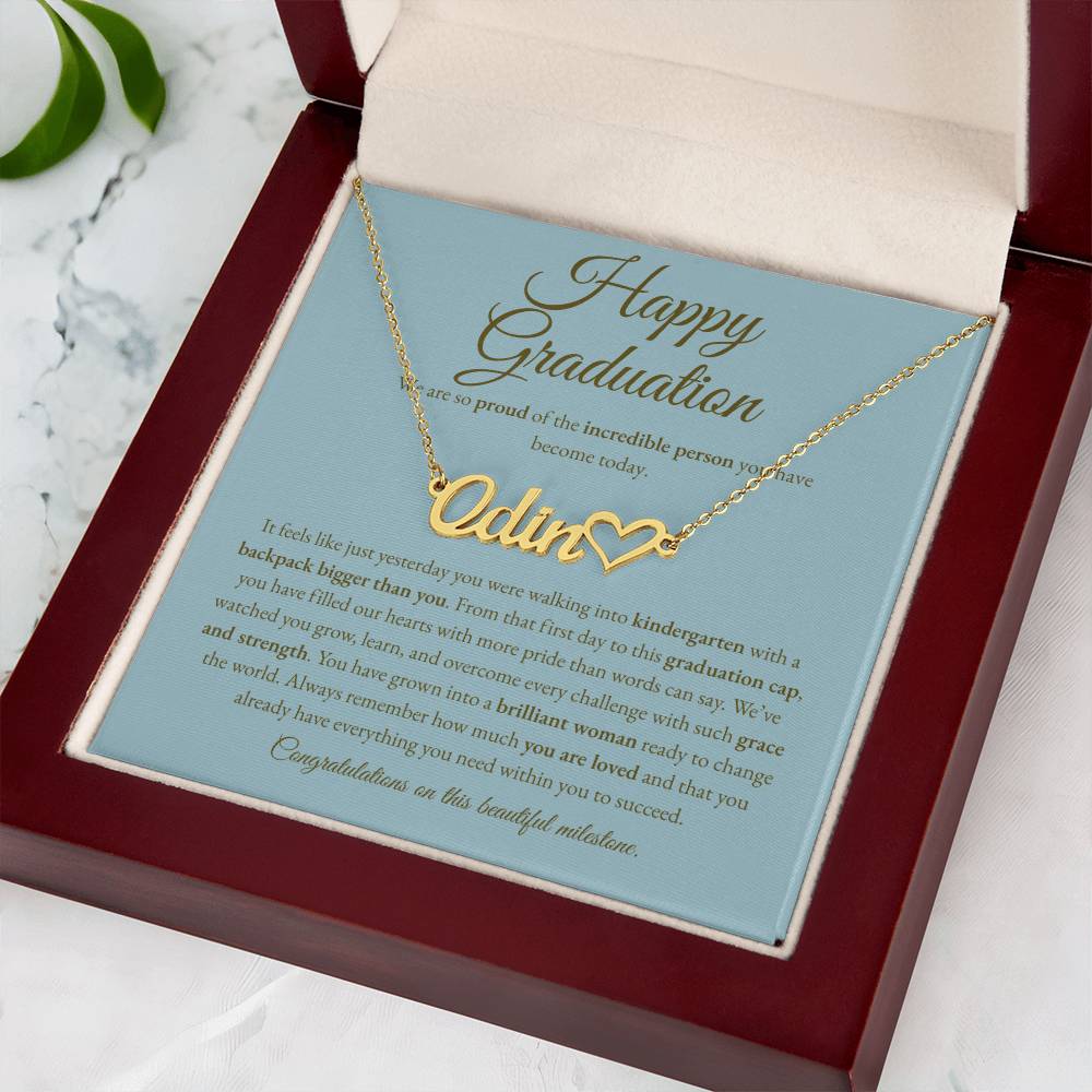 Personalized Graduation Gift for Daughter - Custom Name Necklace with Message Card