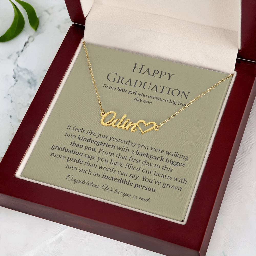 Personalized Graduation Gift for Daughter - Custom Name Necklace with Message Card