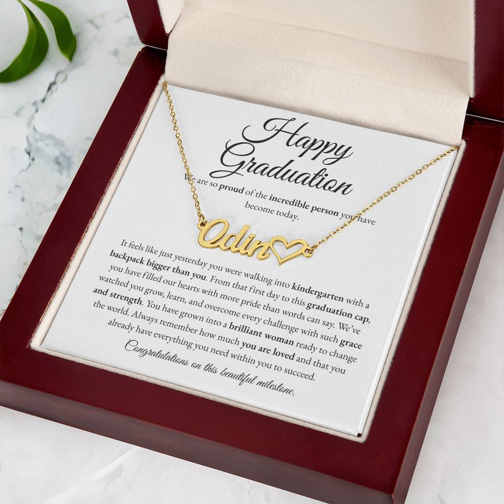 Custom Name Necklace - Kindergarten to High School Graduation Keepsake