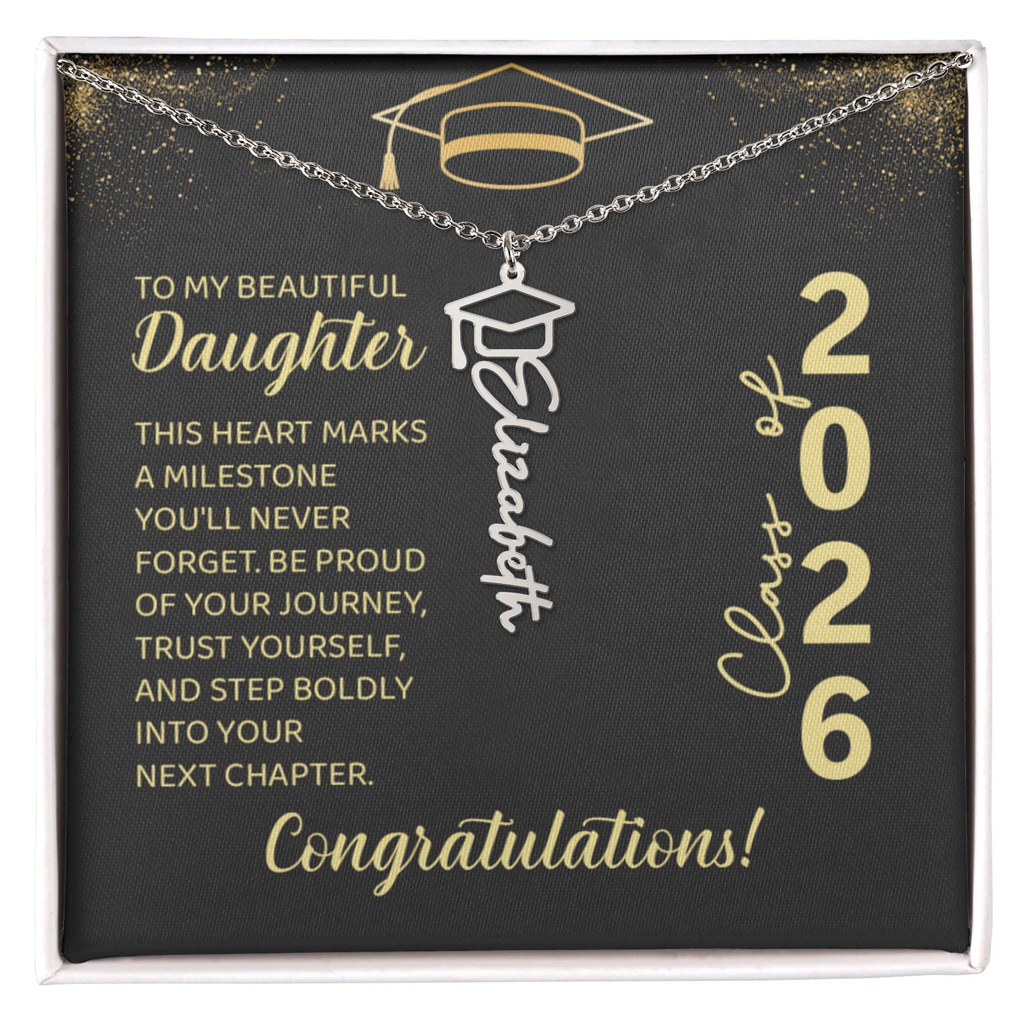 Class of 2026 Personalized Graduation Name Necklace with Gift Box
