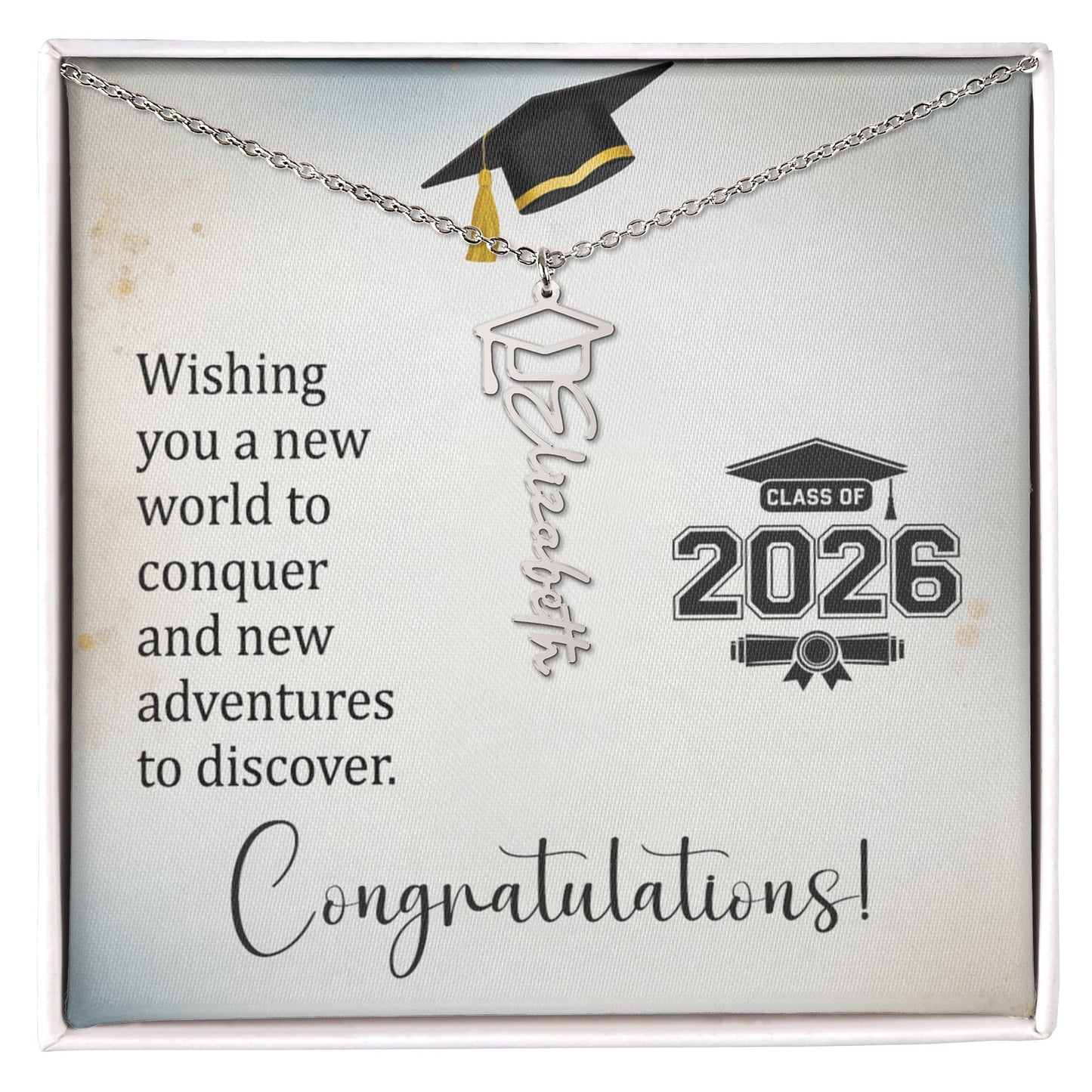 Daughter’s 2026 Graduation Gift - Graduation Cap Name Necklace