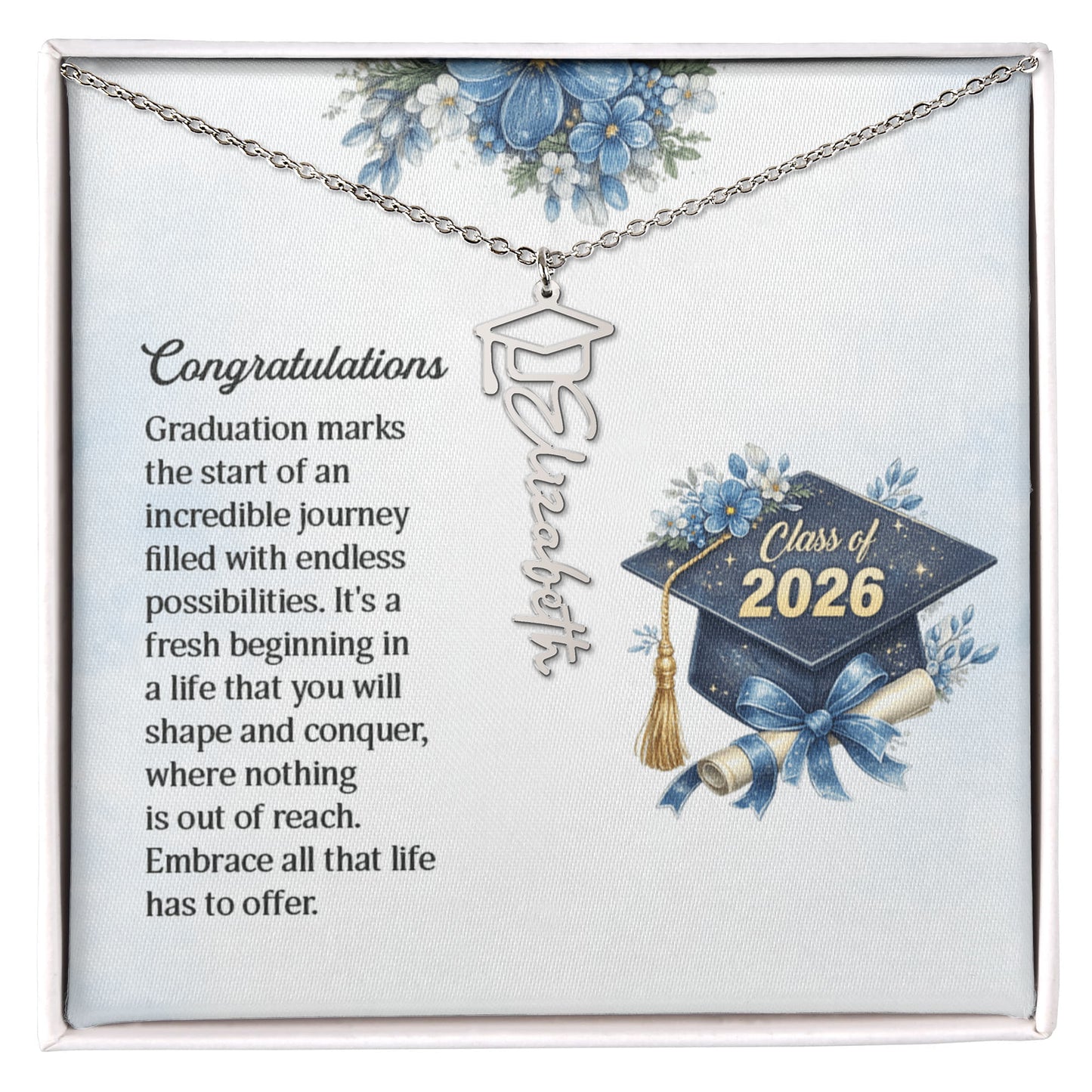 Custom  Graduation Cap Name Necklace