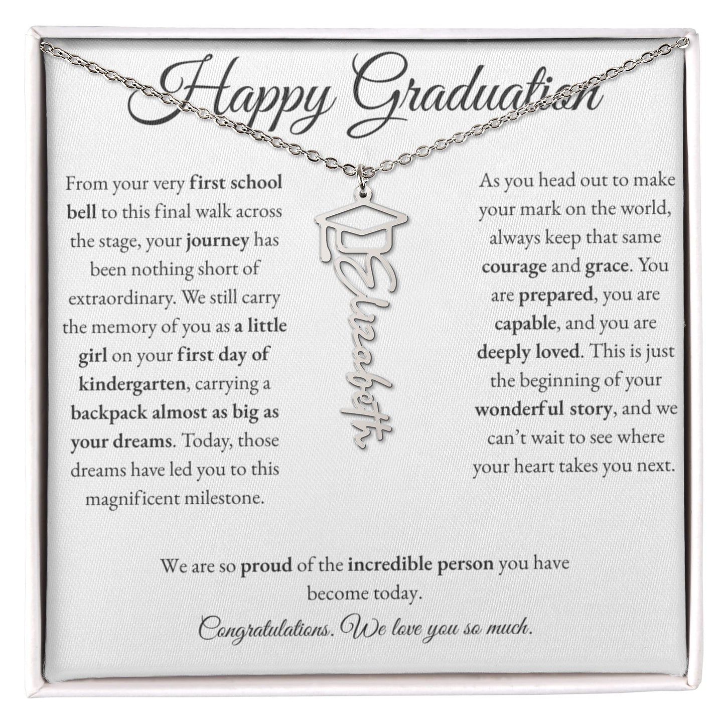 Personalized Graduation Gift for Daughter - Graduation Name Necklace with Message Card