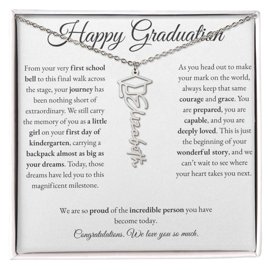 Personalized Graduation Gift for Daughter - Graduation Name Necklace with Message Card
