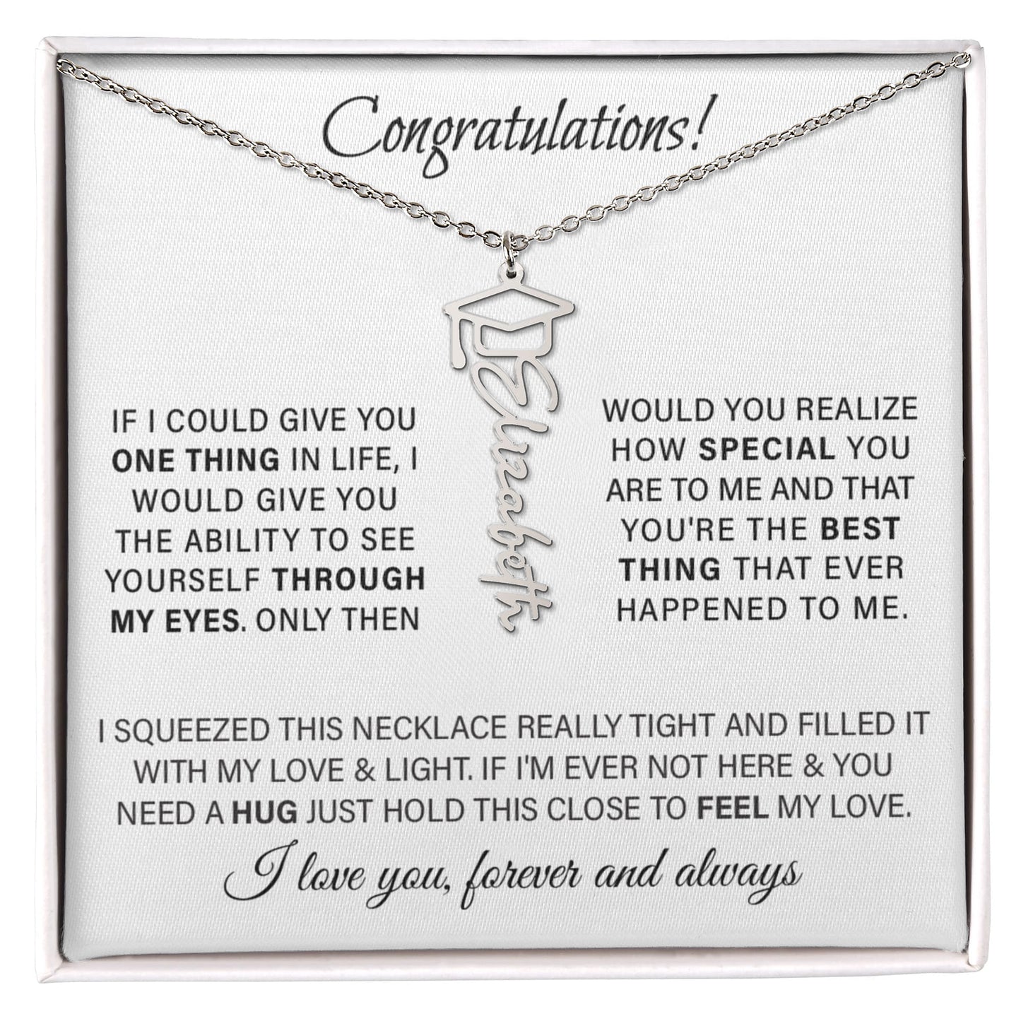 Graduation Cap Name Necklace