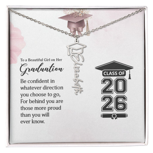 To My Beautiful Girl on Her Graduation - Gift For Daughter - Graduation Name Necklace