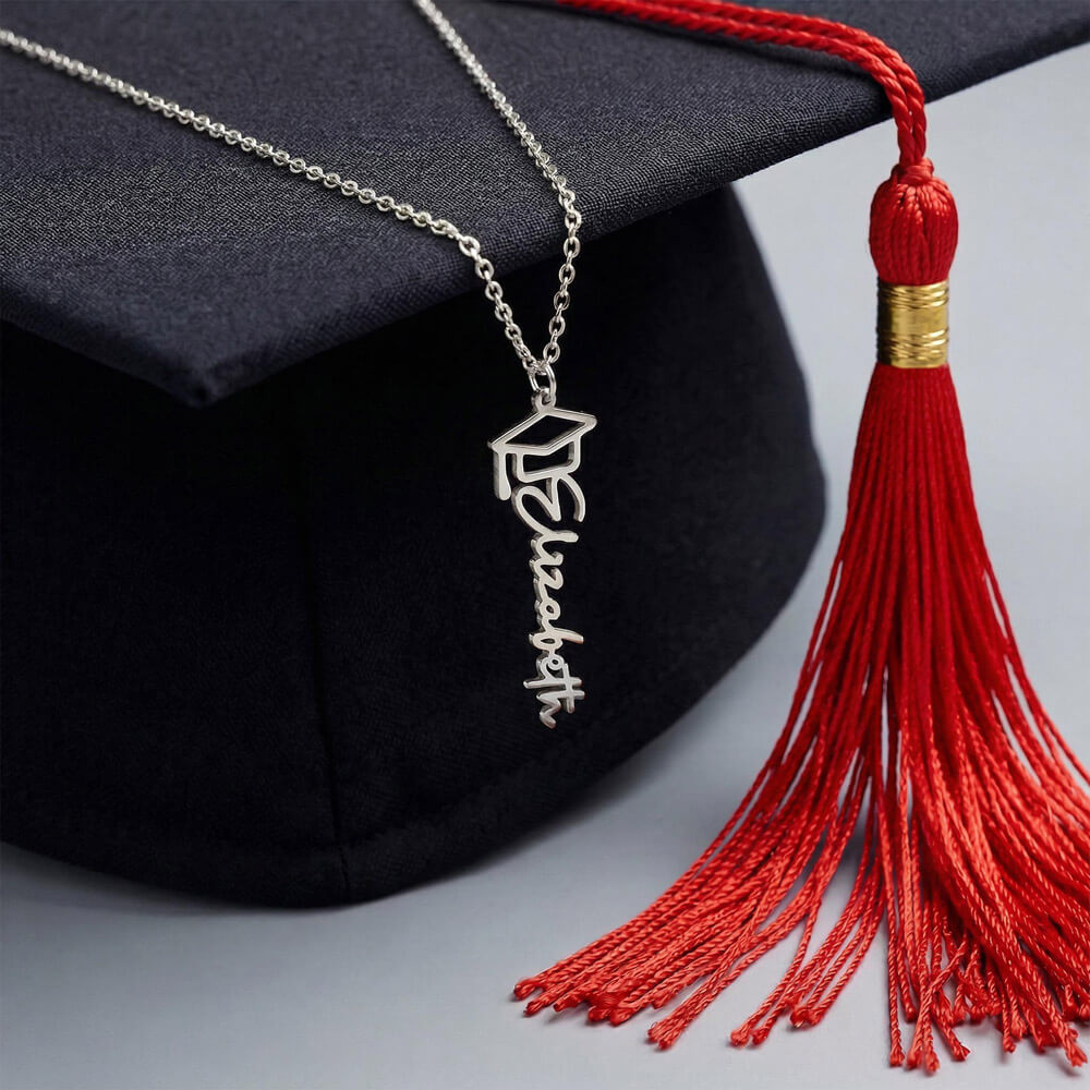 Custom  Graduation Cap Name Necklace