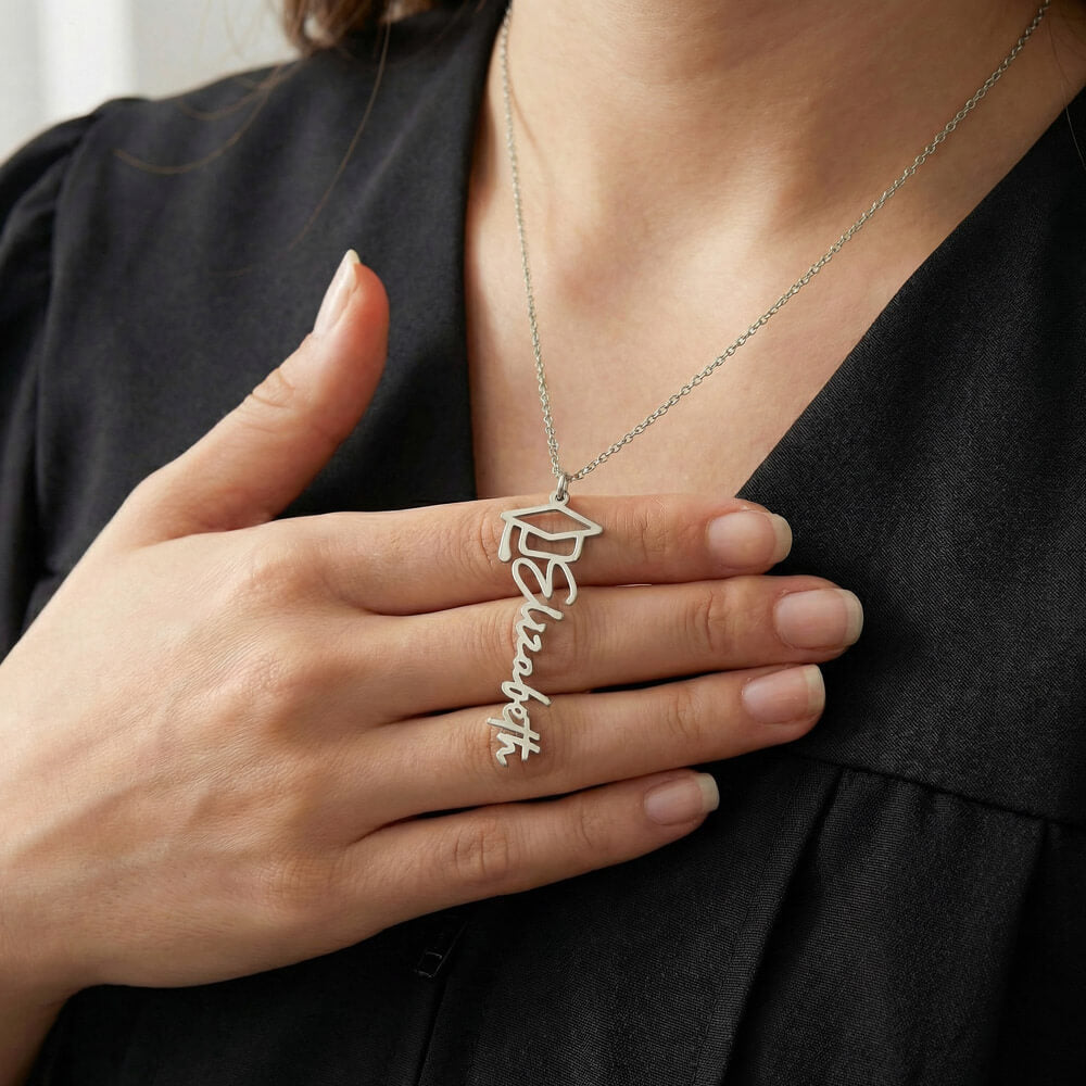 Personalized Graduation Gift for Daughter - Graduation Name Necklace with Message Card