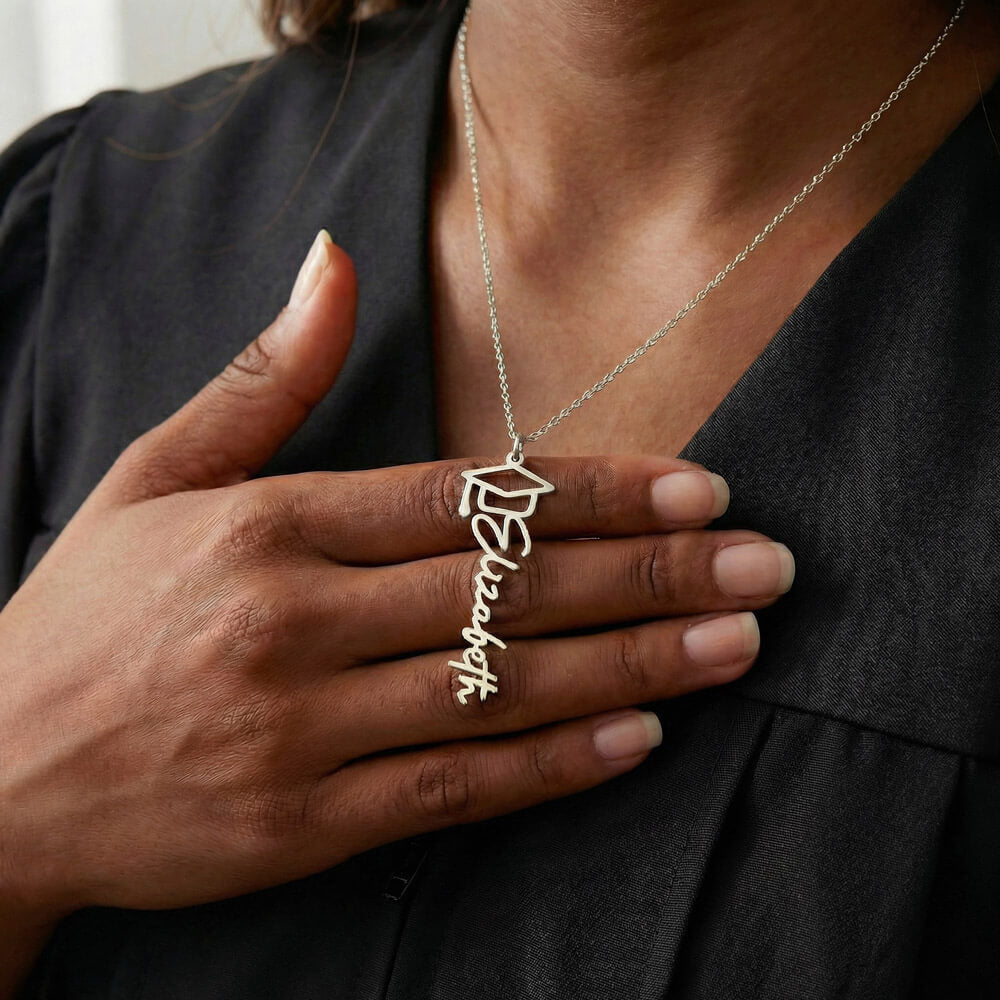 Custom  Graduation Cap Name Necklace