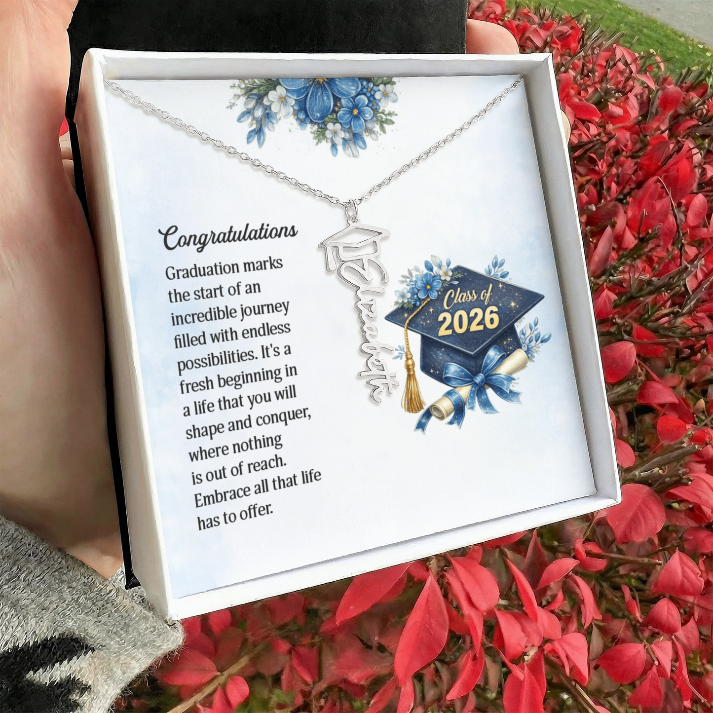 Custom  Graduation Cap Name Necklace